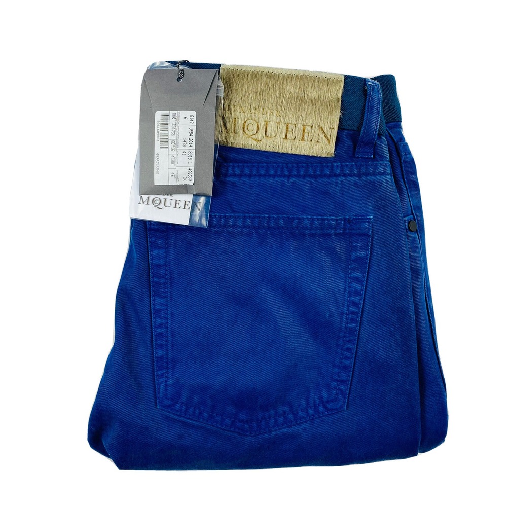 Alexander McQueen Mens Blue Wash Skull Button Fly Straight Jeans 30x31 NWT